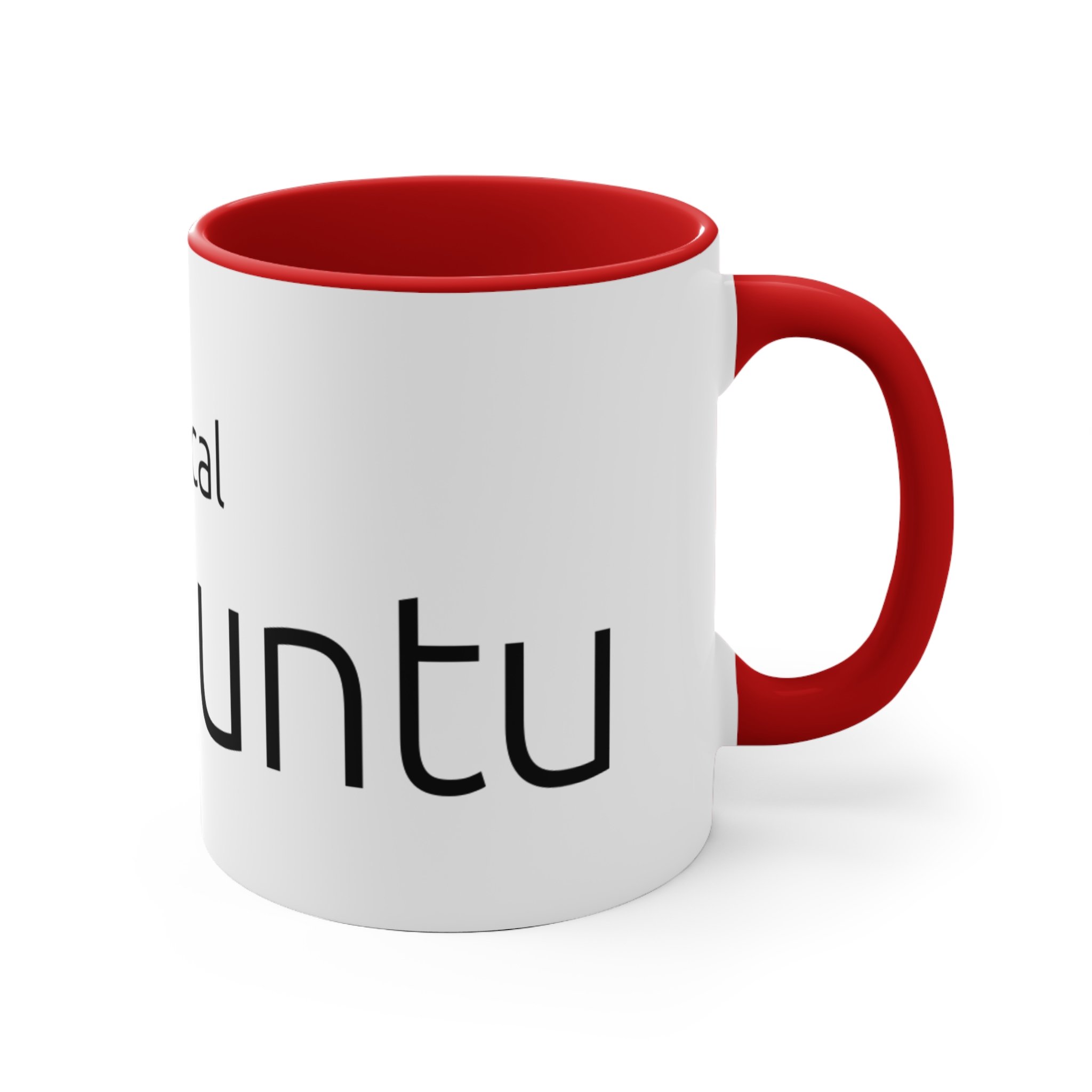 accent mug with canonical ubuntu design, perfect gift for tech lovers, coffee mug, red handle mug, programmer gift