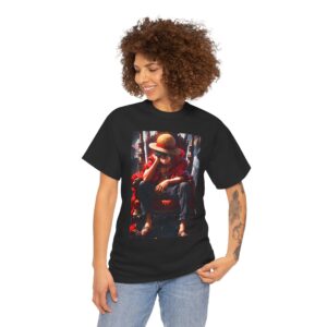 luffy one piece photo tee — retro woman in hat graphic t shirt