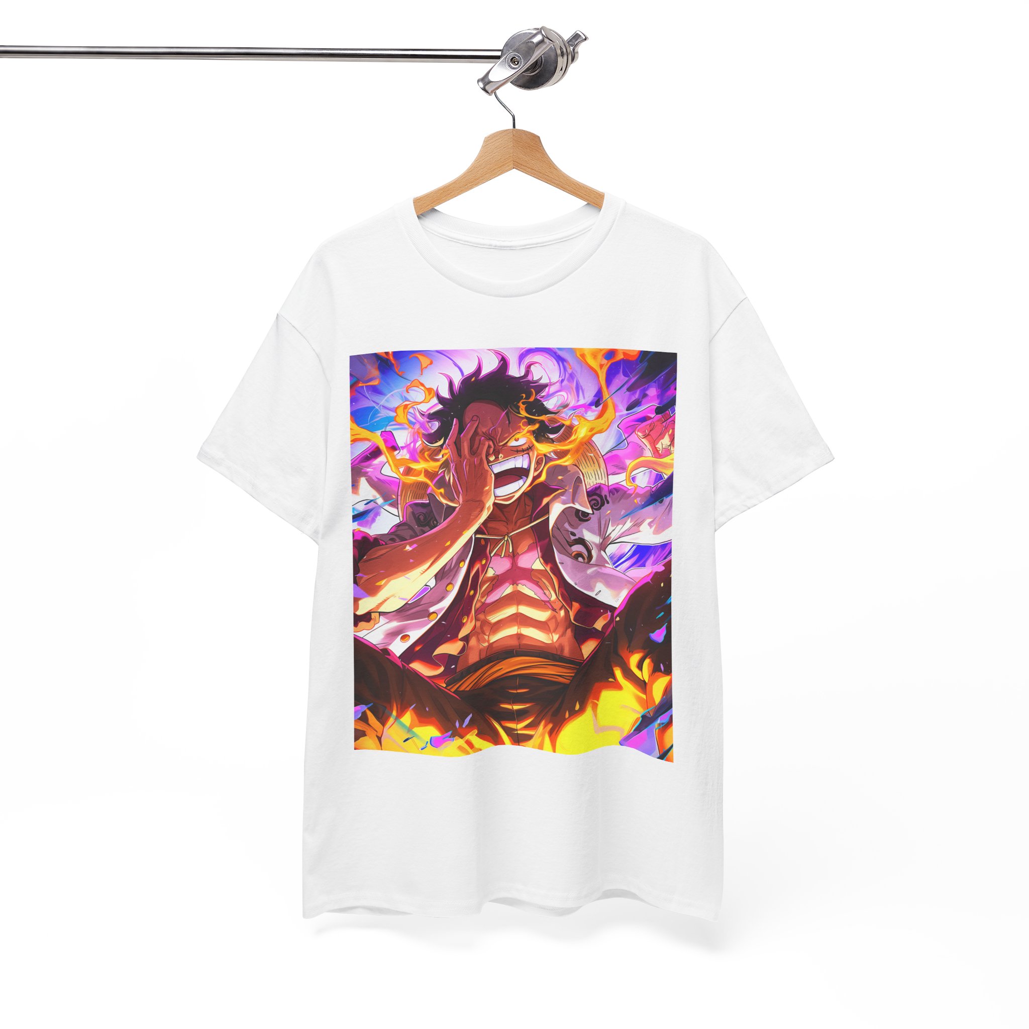 anime flame warrior t shirt — vibrant luffy inspired graphic tee anime flame warrior t shirt — vibrant luffy inspired graphic tee