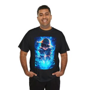 anime pirate boy electric blue graphic tee