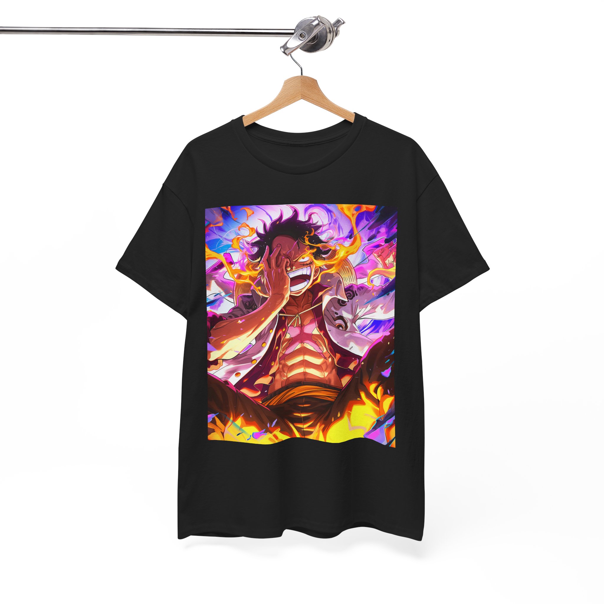 anime flame warrior t shirt — vibrant luffy inspired graphic tee anime flame warrior t shirt — vibrant luffy inspired graphic tee