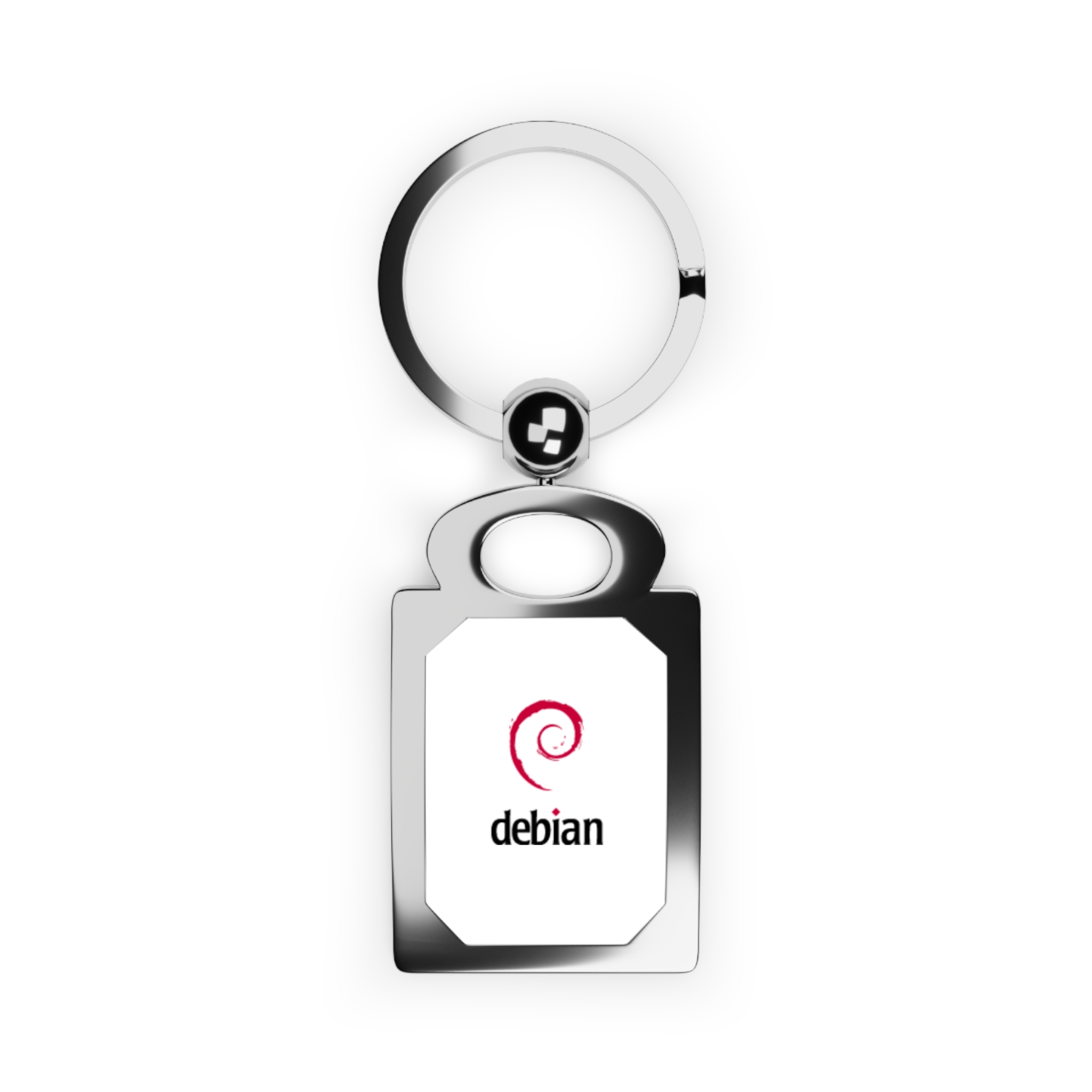 debian logo rectangle photo keyring — metal computer tech keychain debian logo rectangle photo keyring — metal computer tech keychain